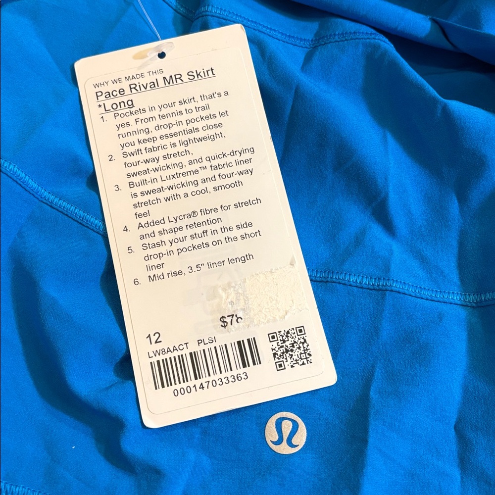 Lululemon Pace Rival MR Skirt *Long, Poolside, Size 12 - Picture 5 of 10
